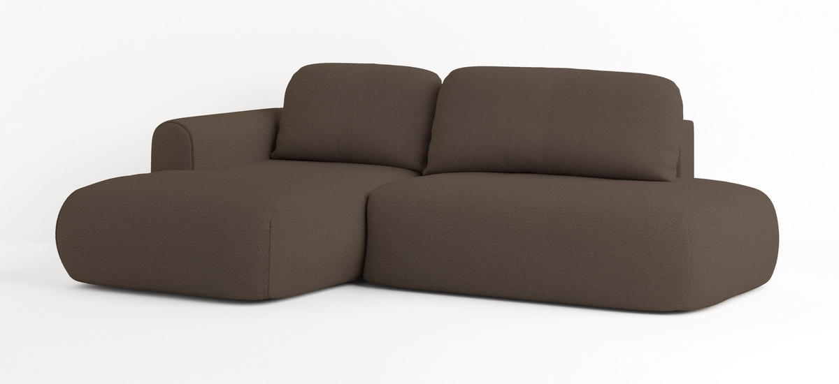ECKSOFA NUVIRA L-S Braun Geflochtener Stoff mit Schlaffunktion - Braun, Holz (274/165cm) - MASSENO