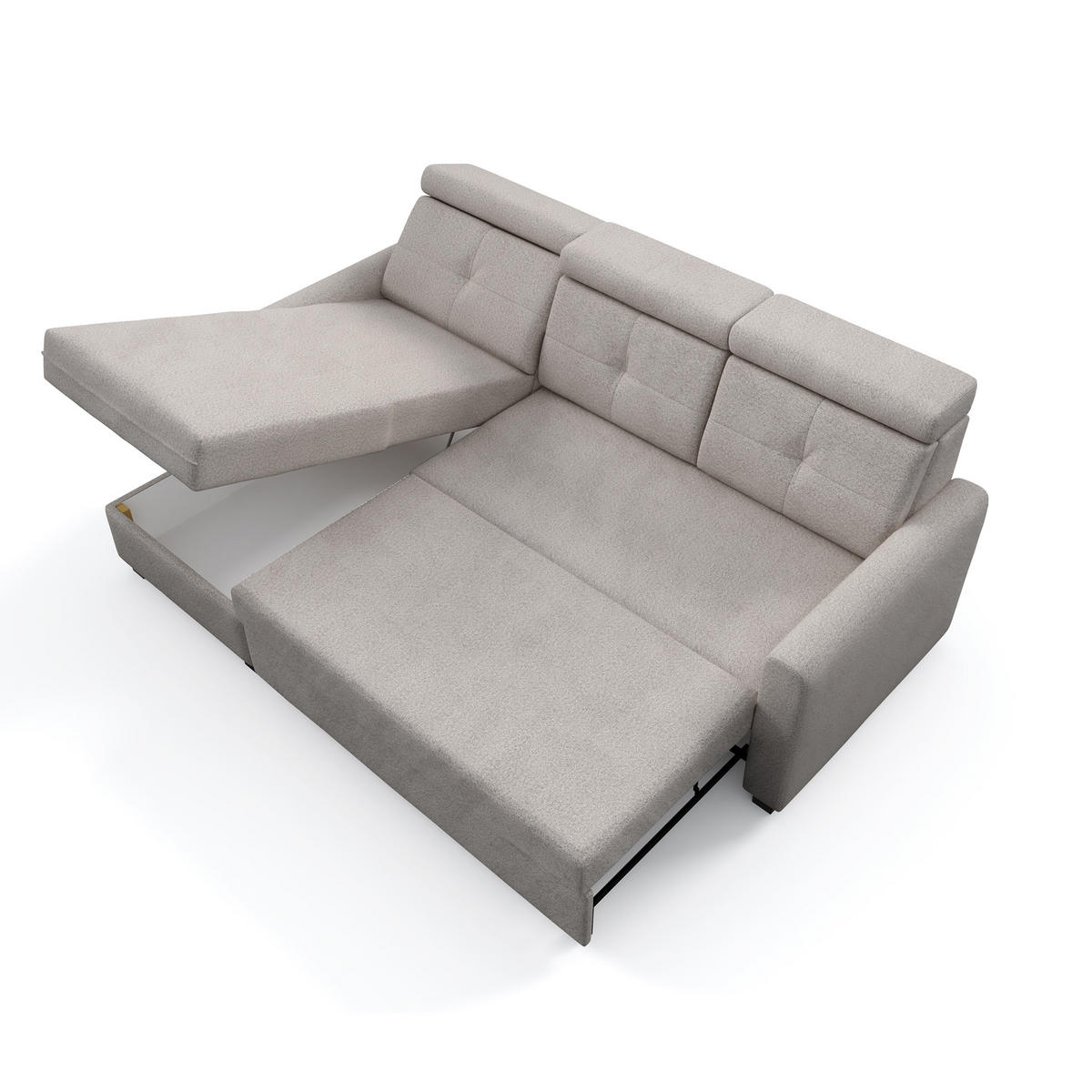 ECKSCHLAFSOFA Milano, Beige, links - Beige/Schwarz, Textil (217/166cm) - Beautysofa