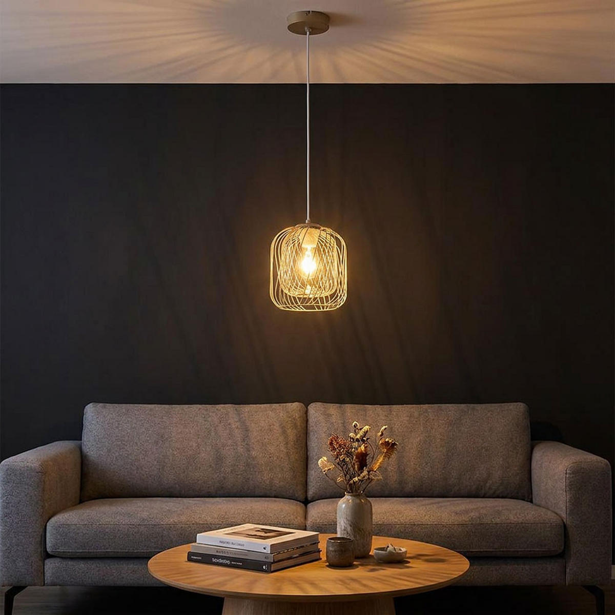 LED HÄNGELEUCHTE DICHTI Metall Beige - Beige, Glas (18/18/150cm) - Globo Lighting