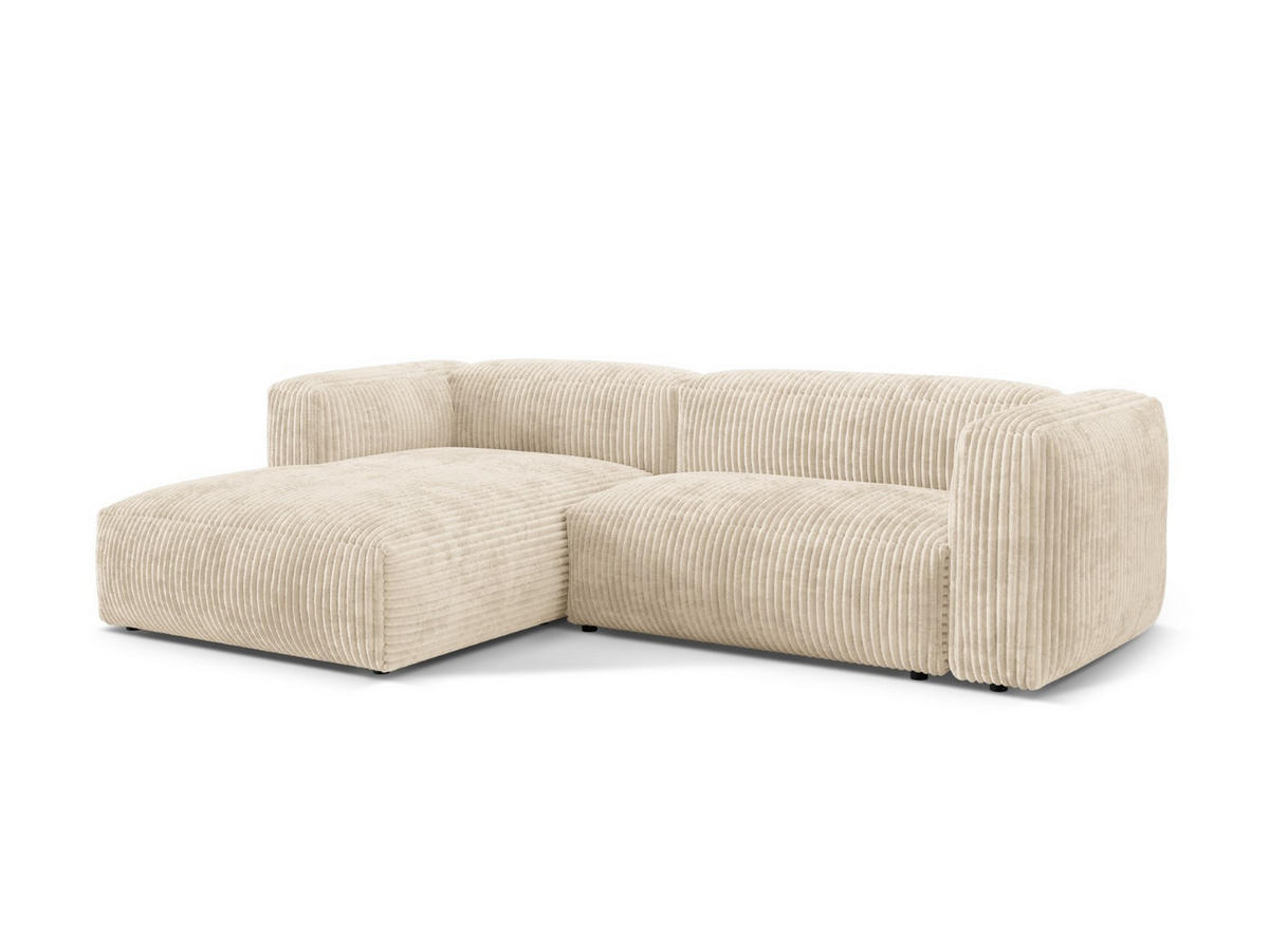 ECKSOFA modular links Martina aus Cord leichtes beige 2 Sitzplätze - Creme, Textil (176/283cm) - Micadoni