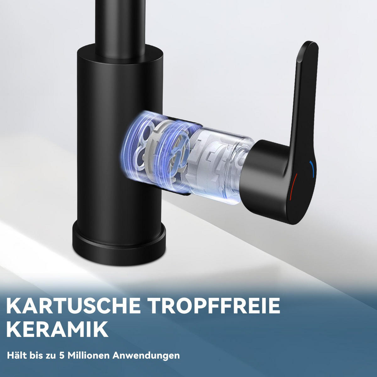 WASCHTISCHARMATUR Einäugig II 34/19.5/19.5cm - Schwarz, Kunststoff (19.5/19.5/34cm) - Nettlife
