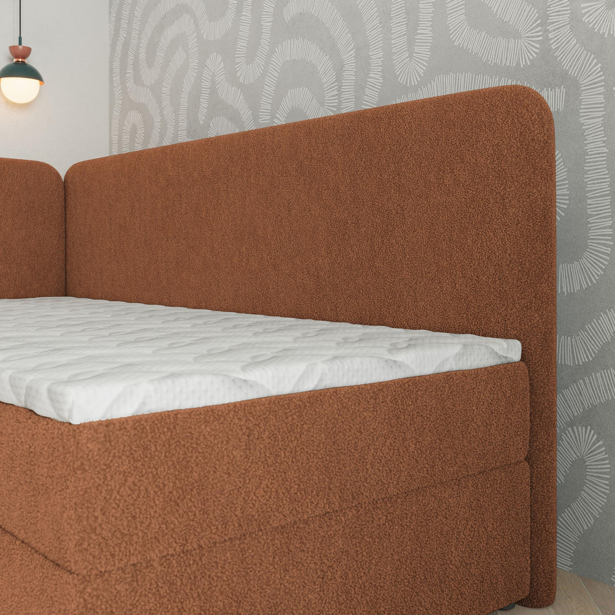 BOXBETT GINA 80x200 cm mit Matratze und Topper, H2+H3 - Kupferfarben - Kupferfarben, Holz (80/200cm) - MASSENO