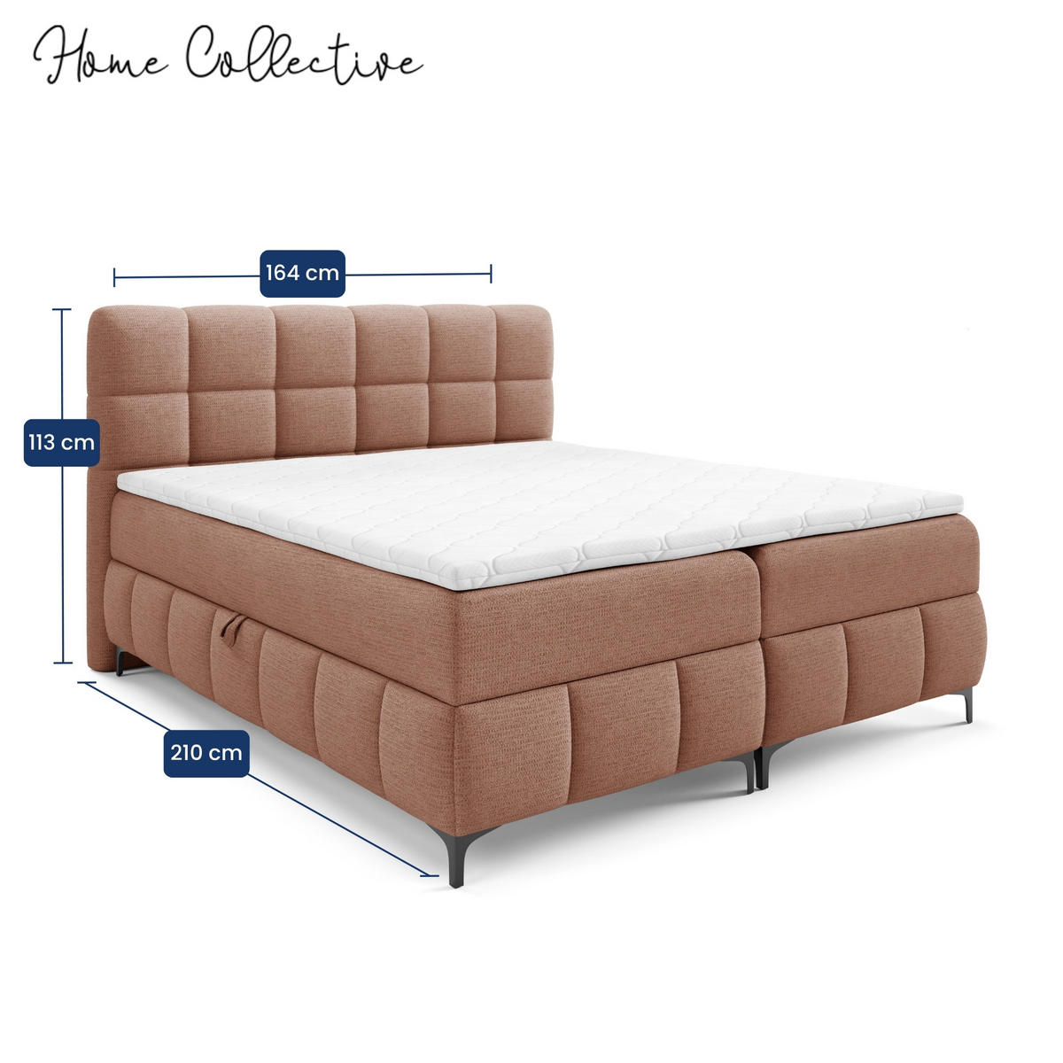 BOXBETT mit Stauraum und Topper 160x200 cm Orange - Orange, Textil (160/200cm) - Home Collective