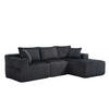MODULARES Sofa Cord Chaiselongue und 2-Sitzer mit Kissen Taschen und Getränkehaltern 257/90 160/62 cm Grau - Grau, Textil (160/257cm) - Redom