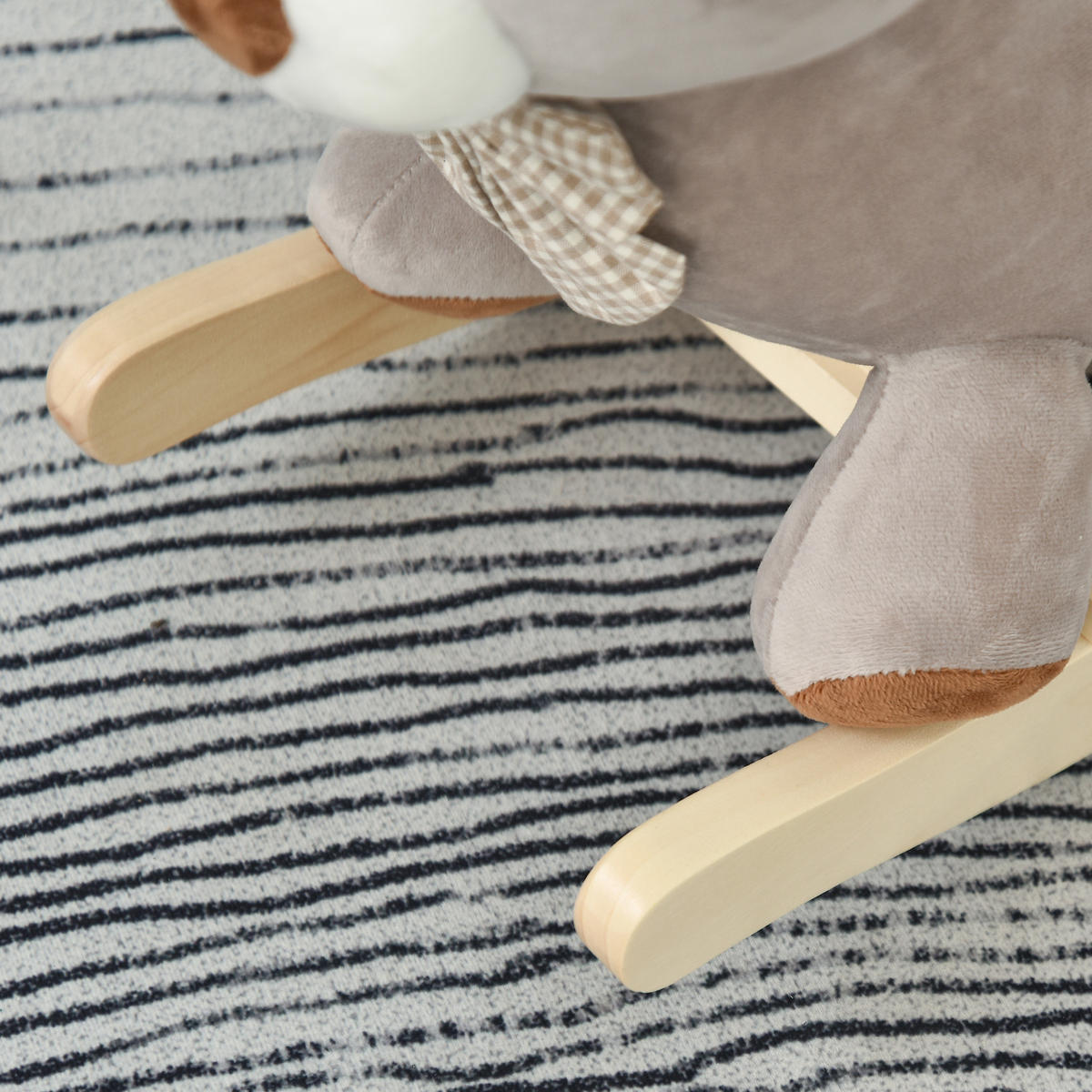 SCHAUKELPFERD DE-18232 mit Soundfunktion und Sicherheitsgurt Grau-Braun - Grau, Holz (33/50/60cm) - ComfortXL