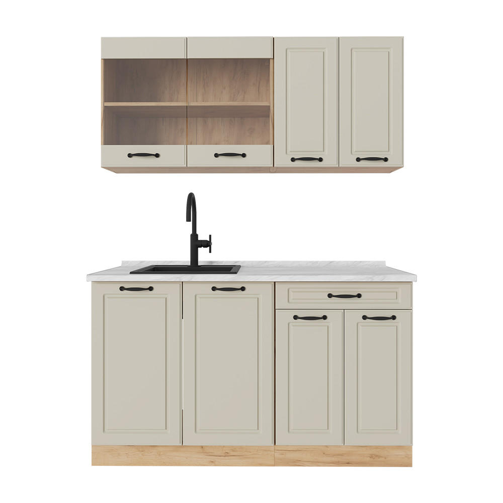 Vicco Singleküche Beige, Honigeiche 140x81.6x60 cm