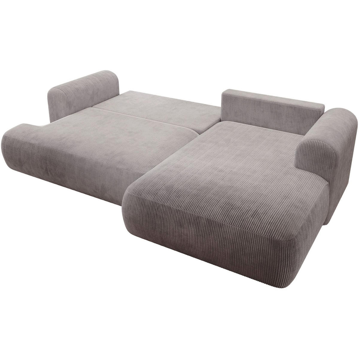 ECKSOFA Ovo Cord mit Cordbezug Hellgrau, rechts - Hellgrau/Schwarz, Textil (165/260cm) - Selsey