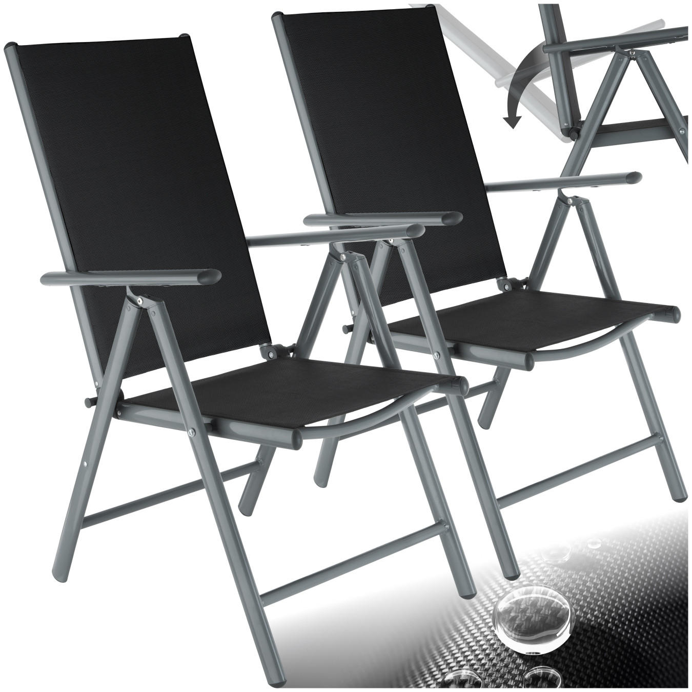 GARTENSTUHL 2er Set Marilena,67 x 56 x 105 cm,anthrazit - Anthrazit, Metall (56/105/67cm) - tectake