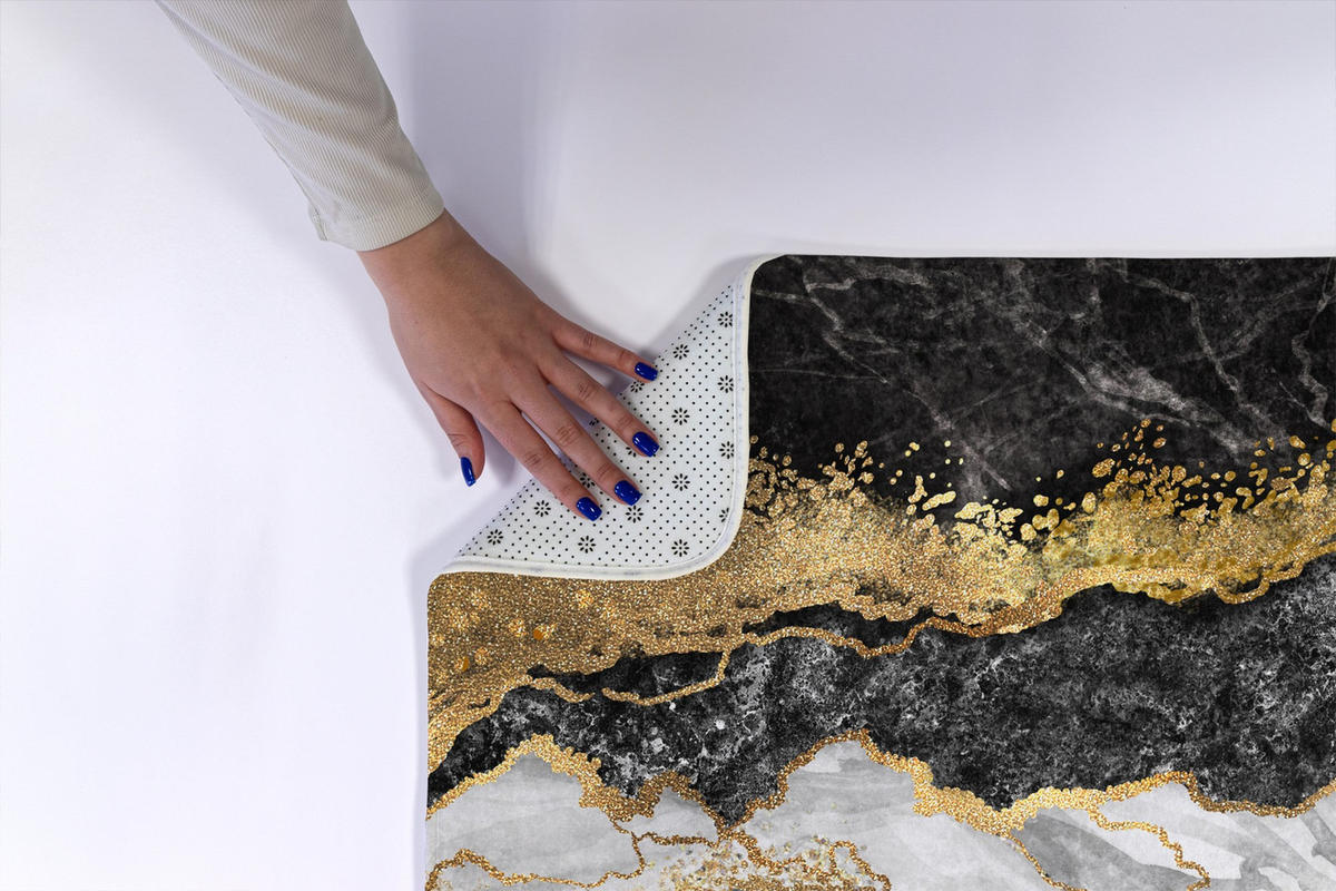 BADTEPPICH 90x60 cm Goldener Marmor - Goldfarben, Textil (90/60cm) - TULUP