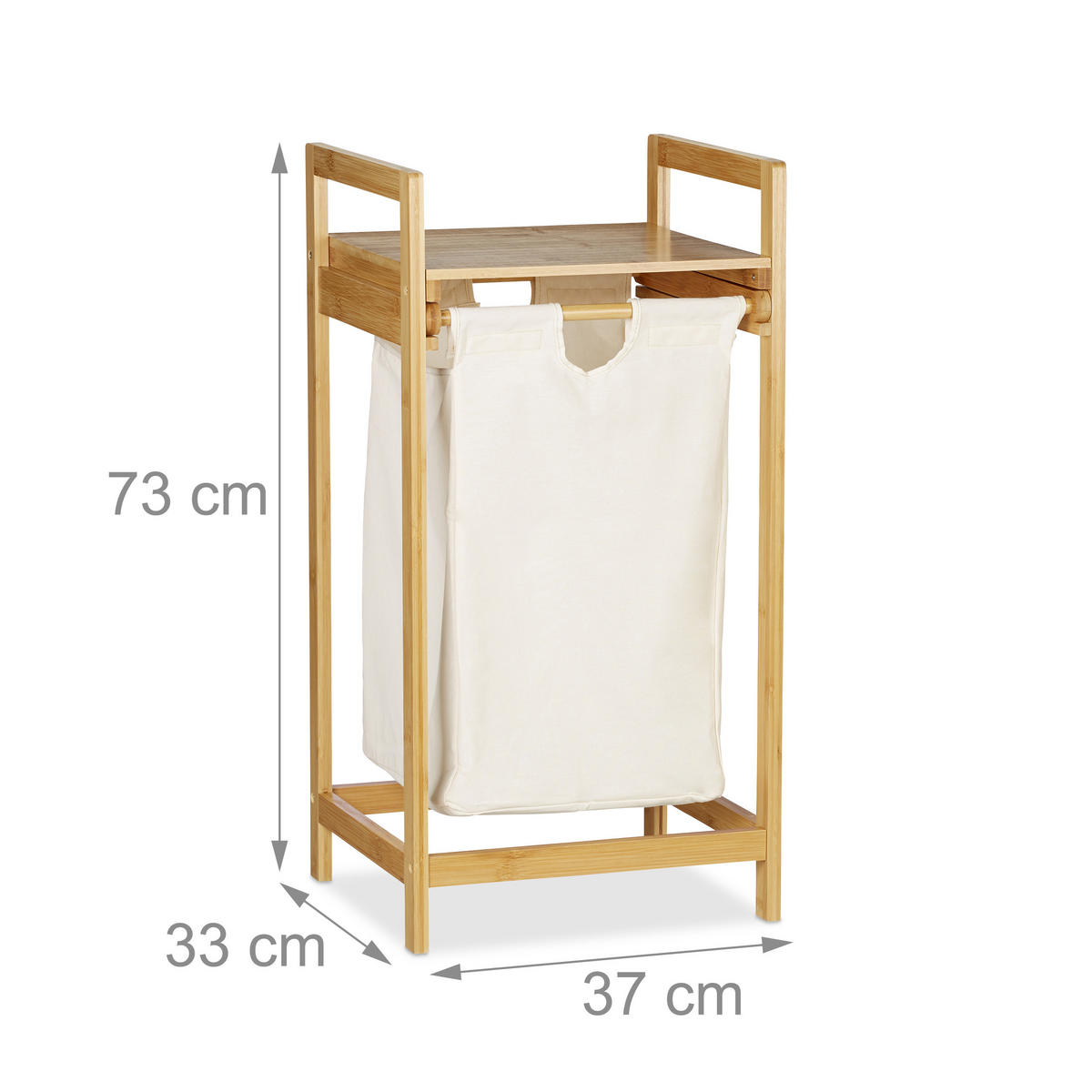 WÄSCHEKORB - Multicolor, Holz/Textil (37/73/33cm) - Relaxdays