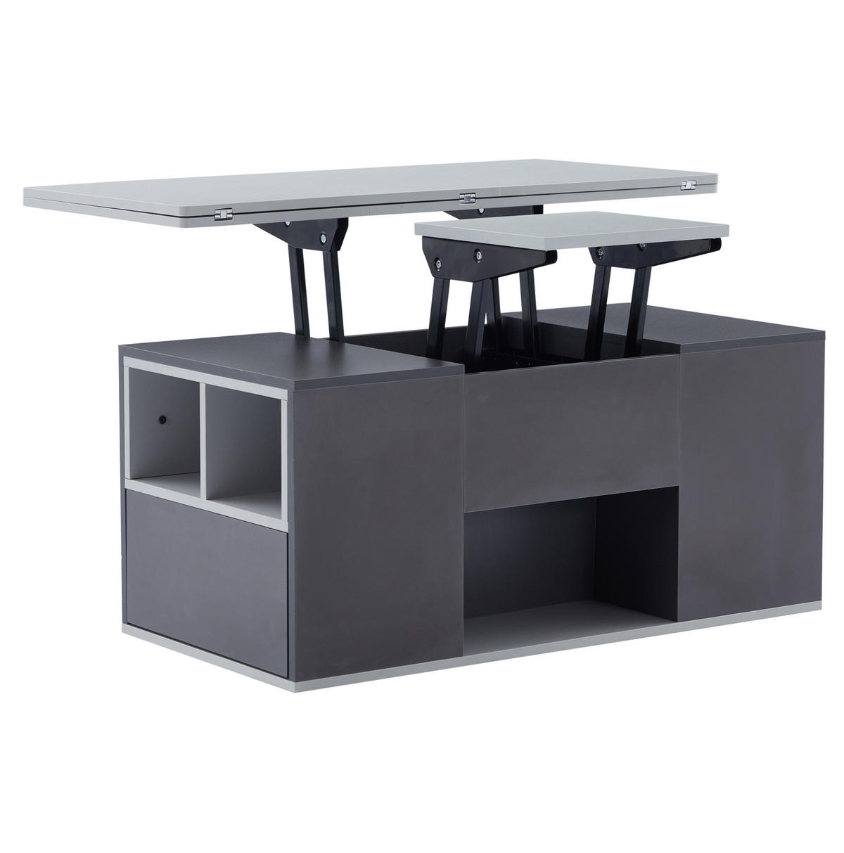 COUCHTISCH aus Spanplatte 100x51x47 cm in Grau mit höhenverstellbarer Tischplatte - Grau, Holzwerkstoff (100/51/47cm) - Modfu