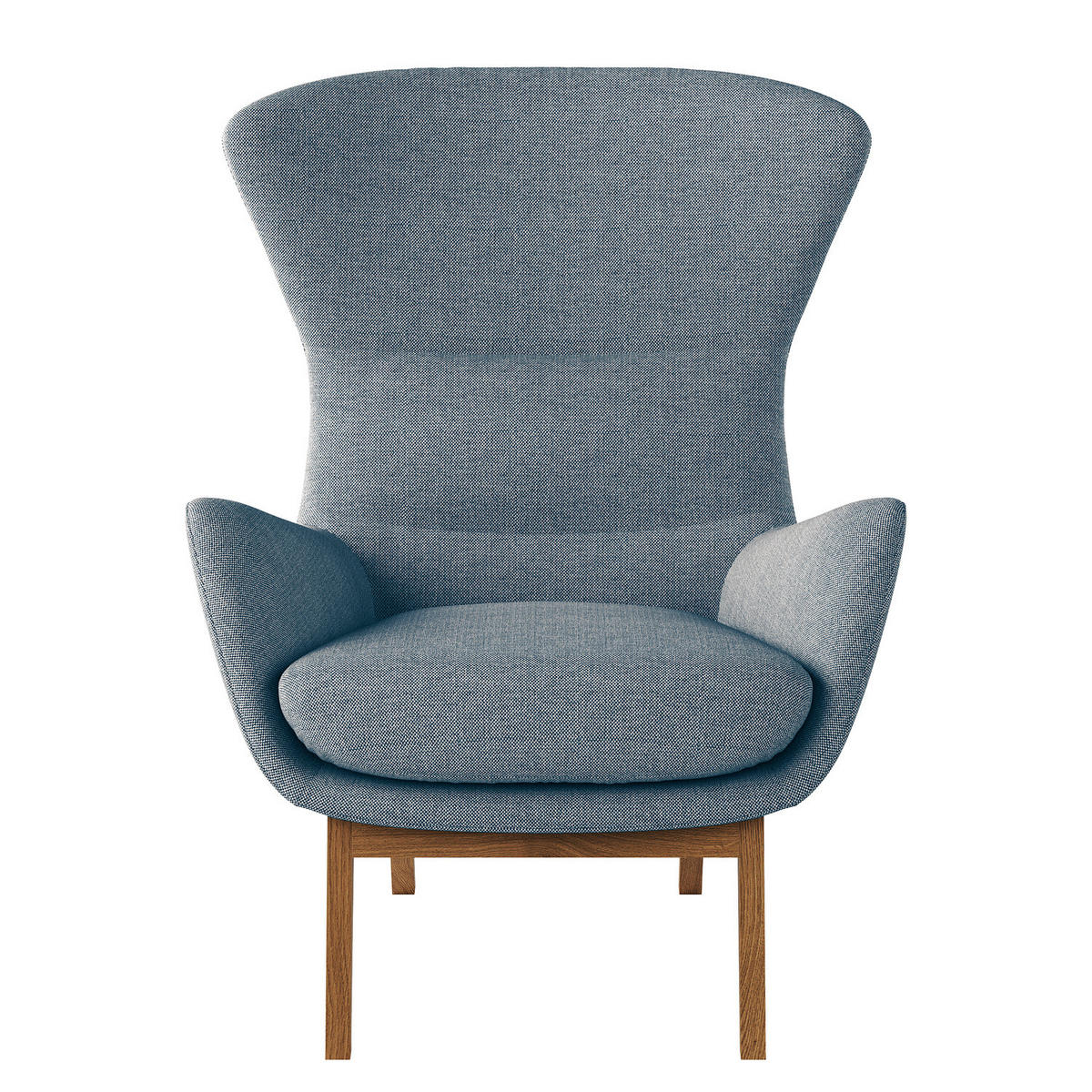 SESSEL mit Holzfüßen - Blau/Eichefarben, Eichenholz/Textil (84/99/96cm) - home24