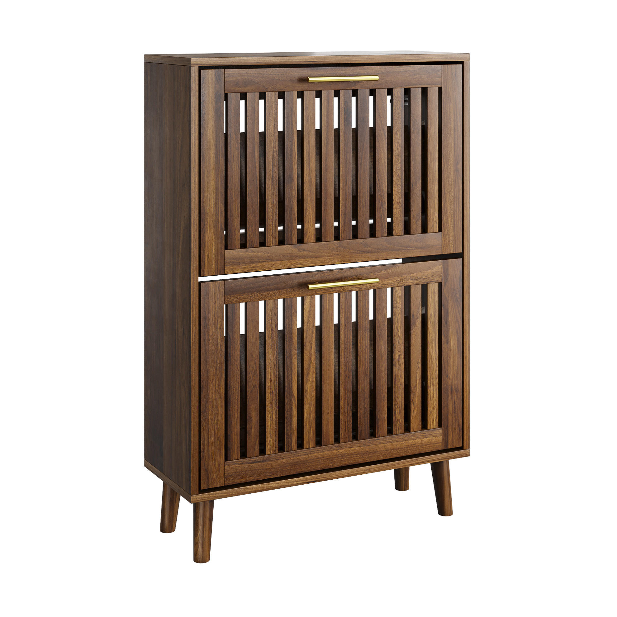 SCHUHSCHRANK aus MDF & Spanplatte in Walnuss mit Kippschutz - Walnussfarben, Holzwerkstoff (60/93/24cm) - Modfu