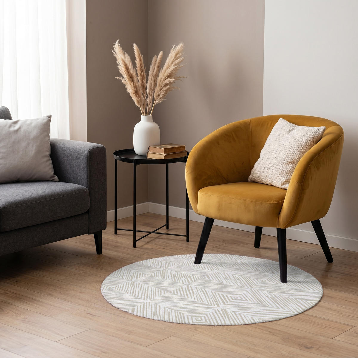 KOBERCE - Abstraktné - Diamanty - Béžová - 90x90 cm - béžová, textil/plast (90/0.4cm) - OnlyWow