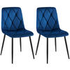 STUHL 2er Set Samt Dunkelblau - Schwarz/Dunkelblau, Textil/Metall (45/85/55cm) - CLP