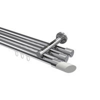 INNENLAUF-GARDINENSTANGEN-SET Siteno Verano 200 cm, 3-läufig, 20 mm Ø Chrom - Chromfarben/Weiß, Metall (200cm) - INTERDECO