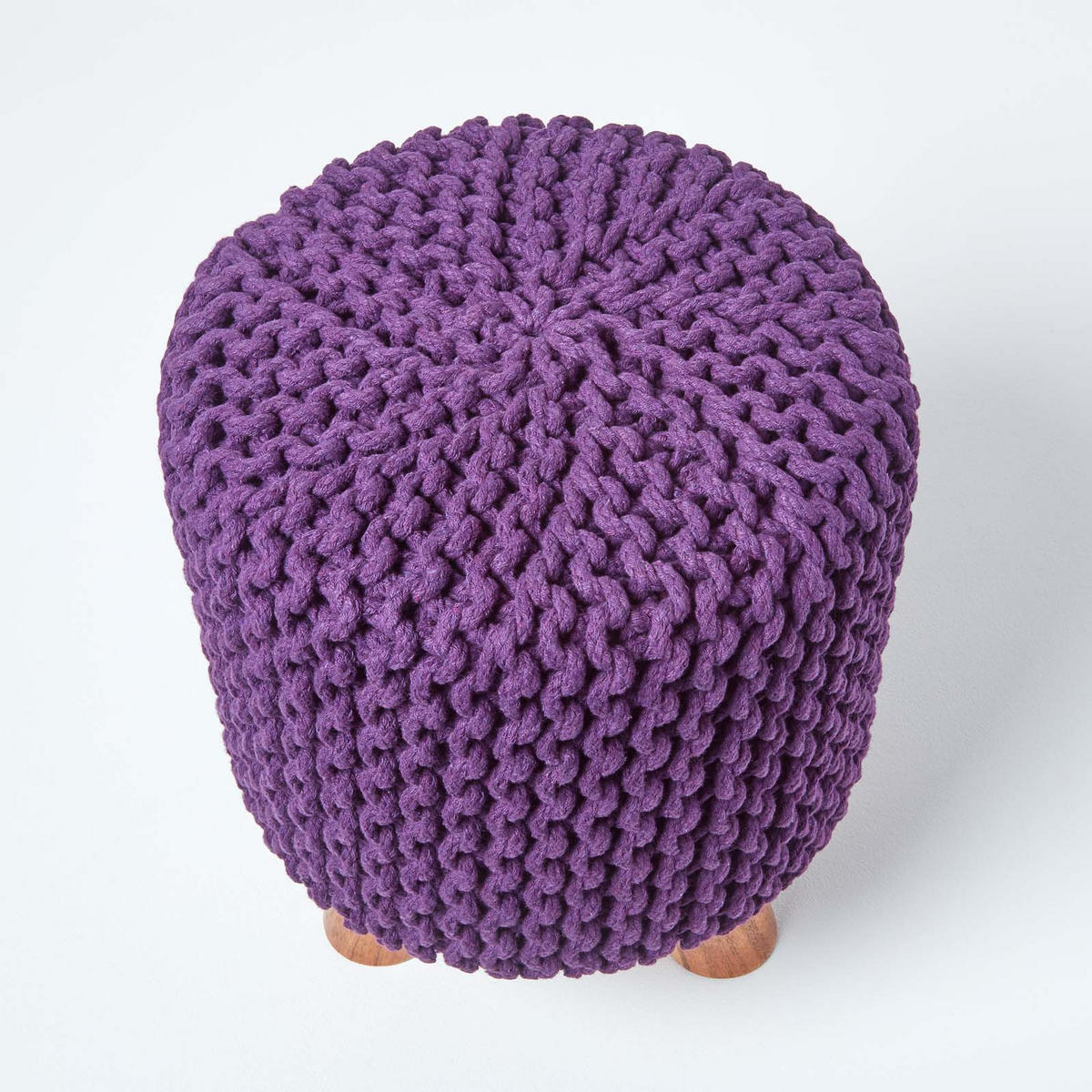 STRICK-HOCKER weinrot, Dreibein 32/32/42 cm - Weinrot, Textil (32/42/32cm) - Homescapes