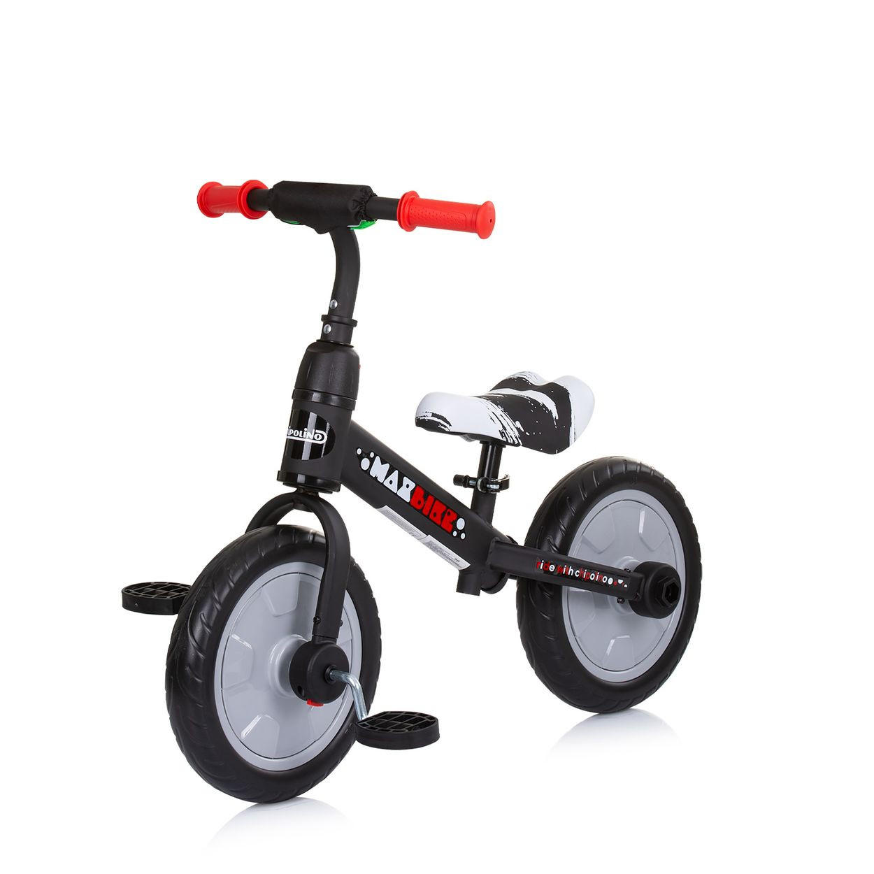 LAUFRAD Max Bike 2 in 1 grau 10 Zoll Räder, Pedale, Stützräder - Grau, Metall (70/38/60cm) - Chipolino