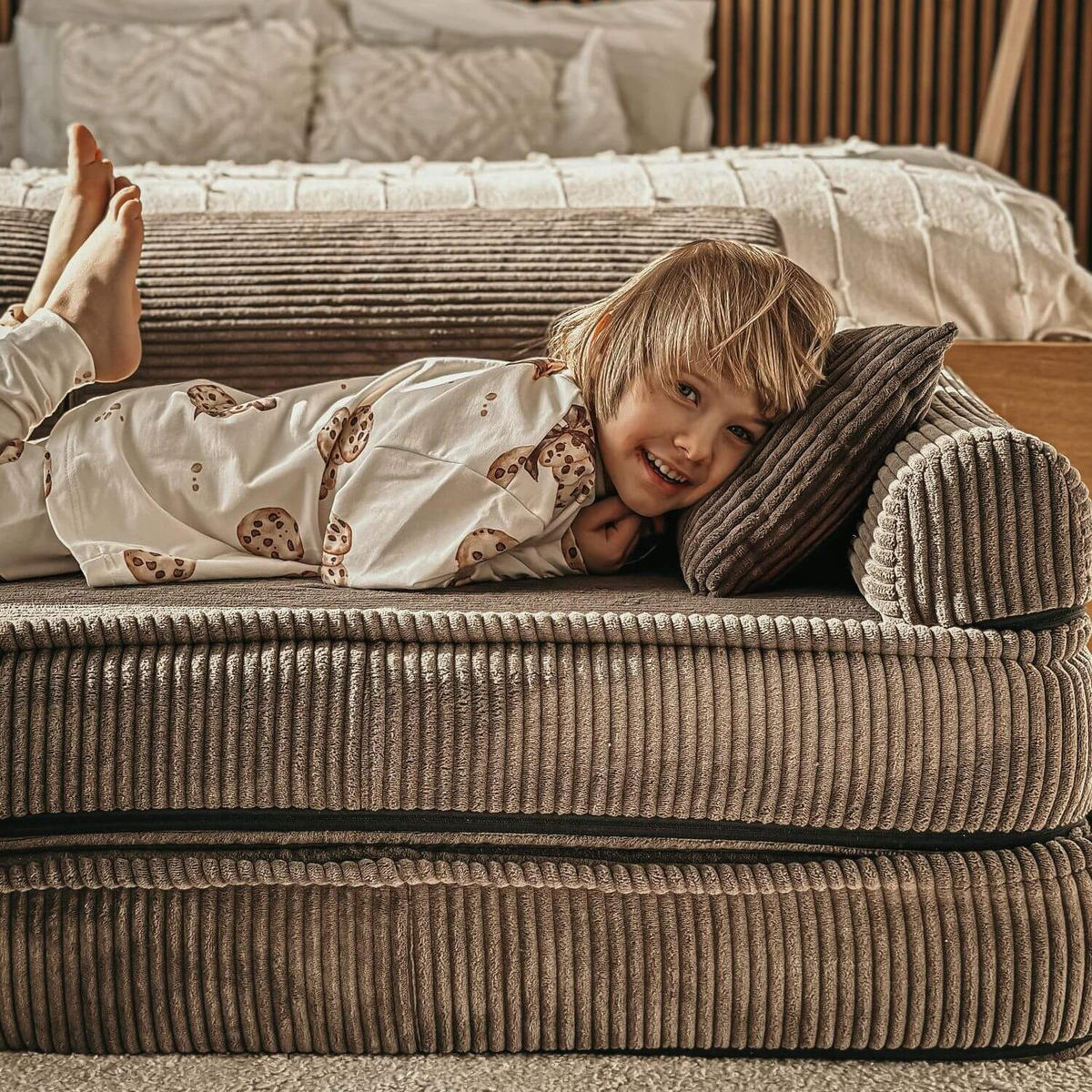 KINDERSOFA AESTHETIC 160 cm Cord Braun 10 Stk - Braun, Textil (80/12/160cm) - MeowBaby