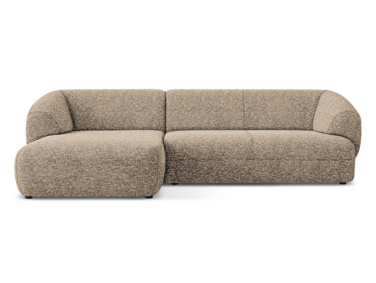 ECKSOFA links Strukturstoff Stoff Beige - Blau/Beige, Kunststoff/Textil (156/280cm) - Makamii