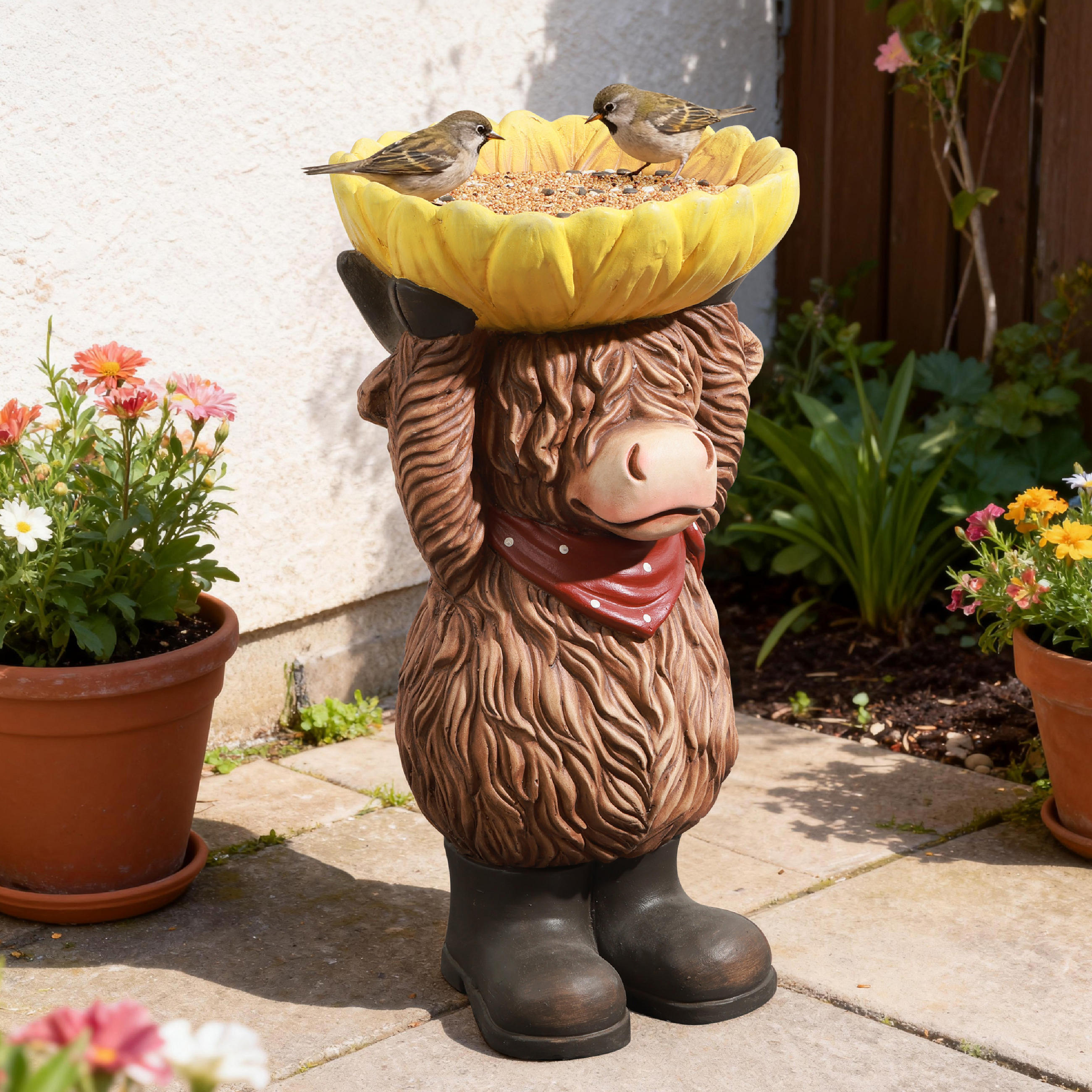 50CM H Hochland-Vogel-Futter- und Trinkautomat für den Außenbereich, aus MGO-Material, geeignet für Garten, Veranda und Hof - Multicolor, Kunststoff (28/50/28cm) - Hometopia