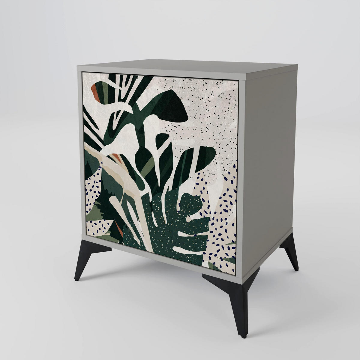 SIDEBOARD VERDURE FORMATION, Grau, 57,5x42x67,5 cm, Schwarze Metall-Rahmenfüße - Multicolor/Schwarz, Holzwerkstoff/Metall (57.5/67.5/42cm) - SpaceRebels