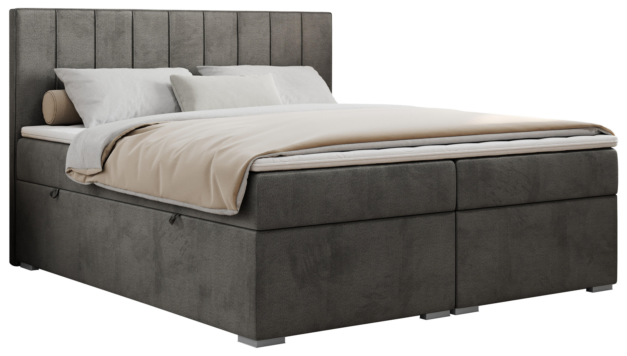 BOXBETT ALLY 140/200 Dunkelgrau Velvet - H4 - Dunkelgrau, Holz/Textil (140/200cm) - MKS