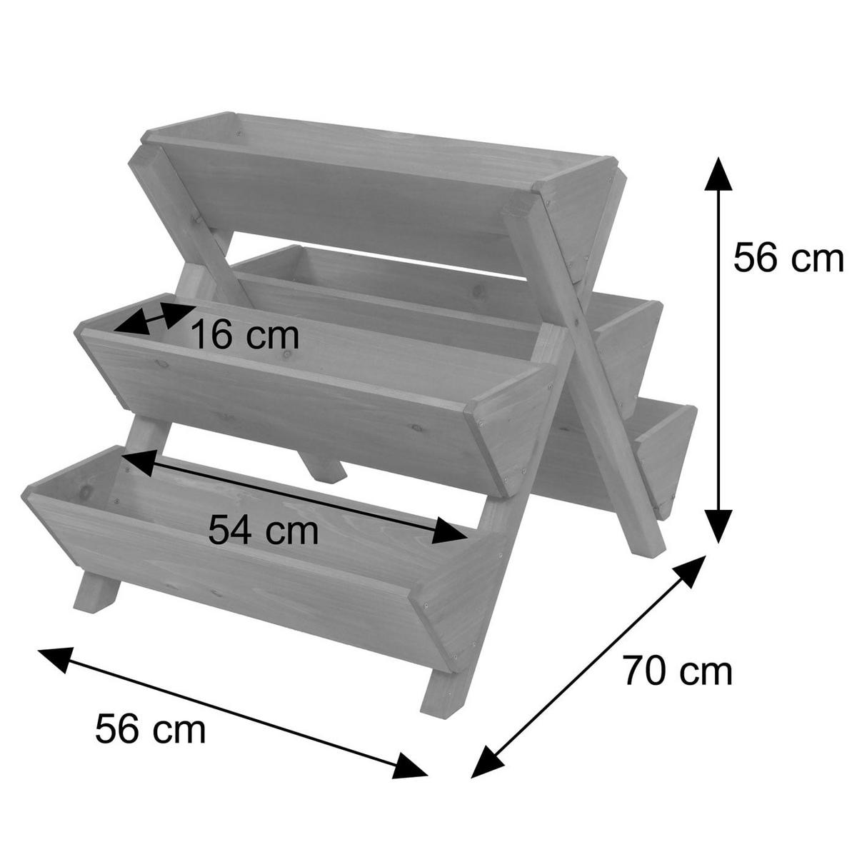 SCHODY NA ROSTLINY Antracit - antracitová, dřevo (56/56/70cm) - MCW