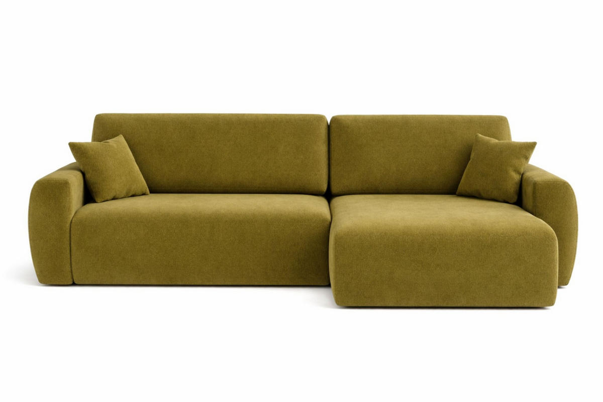 ECKSOFA Mit Schlaffunktion Ariel L, Velours, Stoff Salvador, Olive, Rechts - Olivgrün, Holz (250/142cm) - Kaiser Möbel