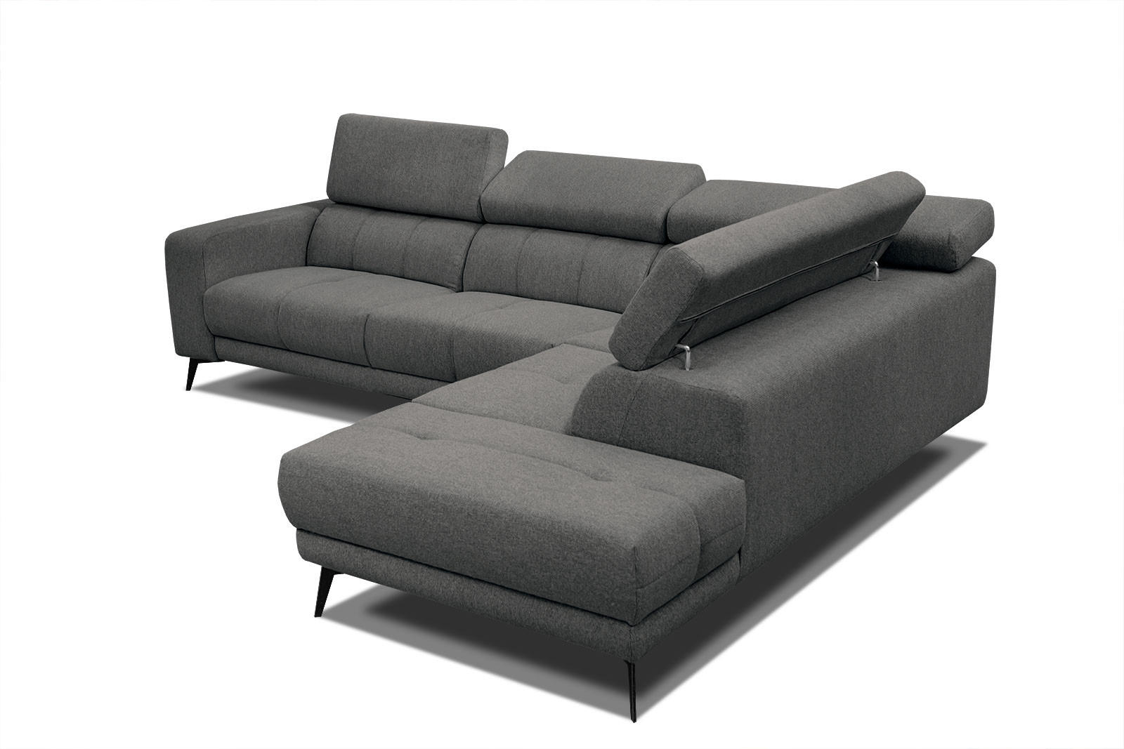 ECKSOFA MORELLO 5-Sitzer, dunkelgrau - Dunkelgrau/Schwarz, Holzwerkstoff/Textil (287/228cm) - Courtois Laville