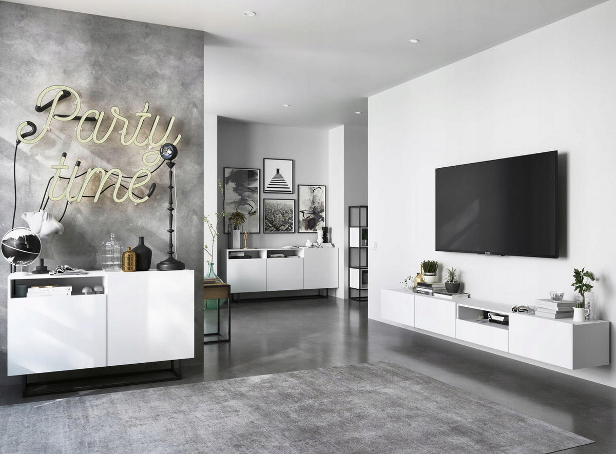 TV-SCHRANK Enjoy Weiß matt Schublade 120 cm - Weiß, Holzwerkstoff (120/30/35cm) - Meble Lindner