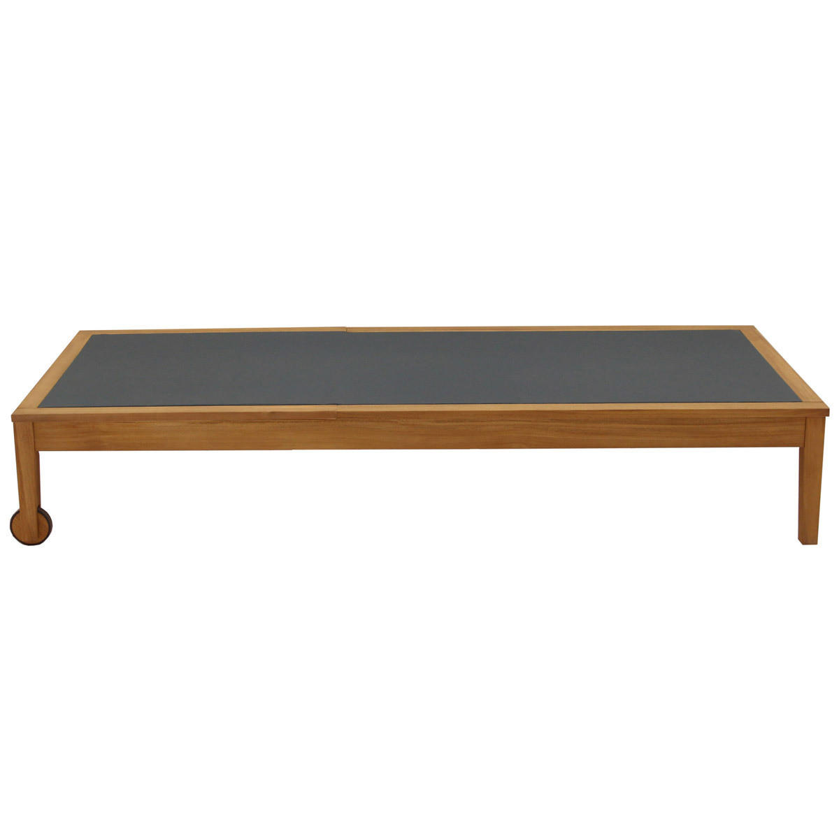 SONNENLIEGE Dunkelgrau Massivholz 2er-Set NAVEEN - Grau, Textil (75/100/195cm) - Miliboo
