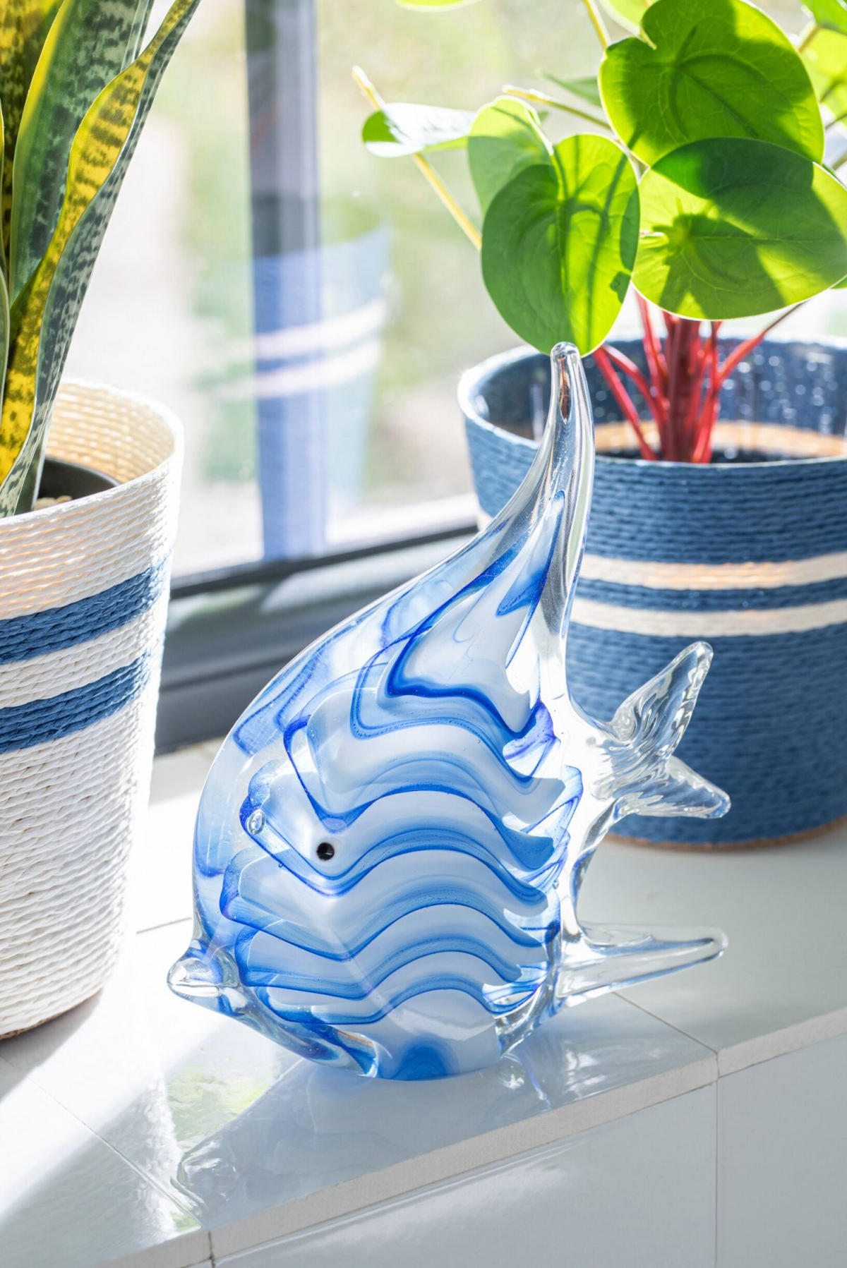 BRIEFBESCHWERER FISCH (2ER SET) - Blau, Glas (4.5/18/16.8cm) - J-Line