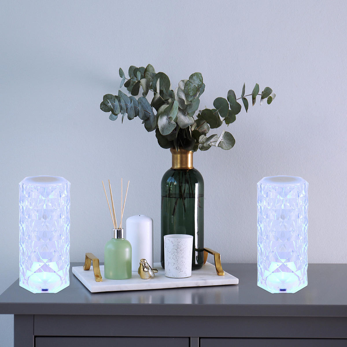 LED TISCHLEUCHTE GIXI Klar 2er Set - Klar, Metall (7.3/7.3/15.8cm) - Globo Lighting