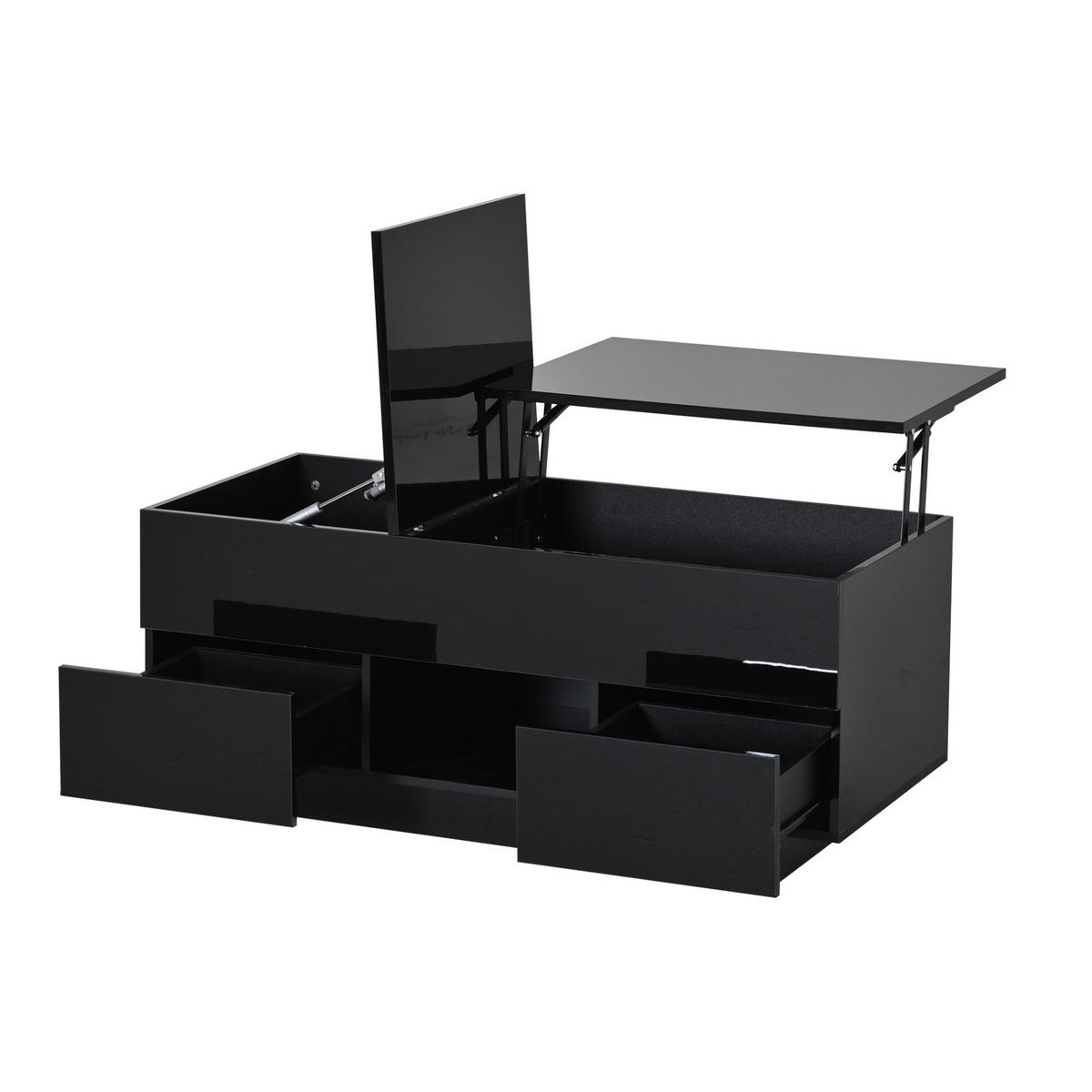 COUCHTISCH 100/45/43 cm Schwarz aus Spanplatte mit LED und Stauraum - Schwarz, Holzwerkstoff (100/45/43cm) - OKMYHOME