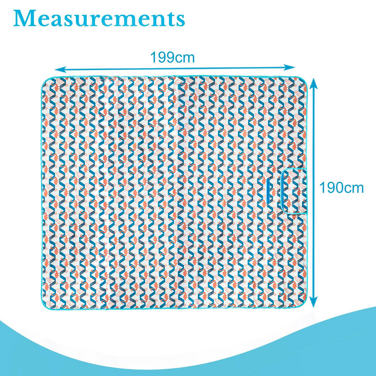 PICKNICKDECKE im Flamingo Design - Blau, Kunststoff (190/199cm)