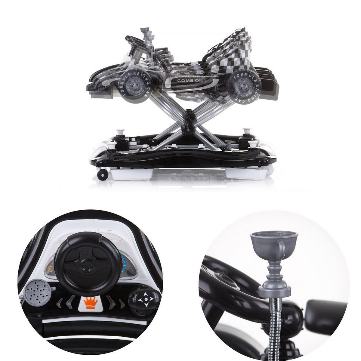 LAUFHILFE 4 in 1 Racer schwarz verstellbar, Wippe, Activitycenter - Schwarz, Kunststoff (67/55/70cm) - Chipolino