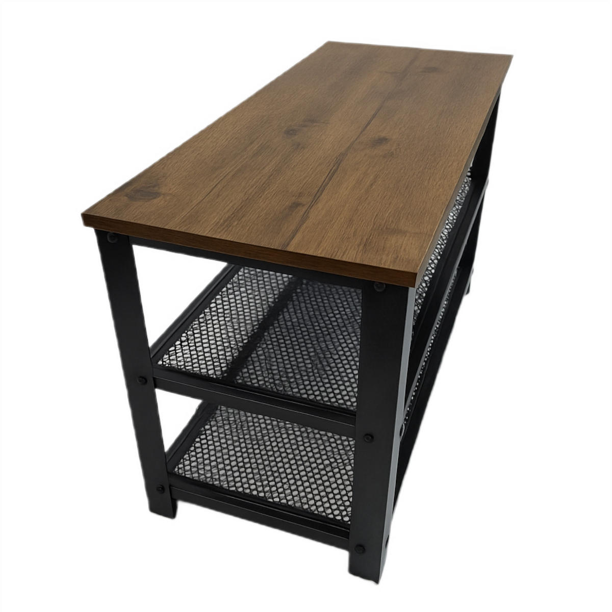 SCHUHBANK Metall Holzoptik Dunkelbraun Schwarz mit 2 Ablagen 73×30×45 cm - Dunkelbraun/Schwarz, Holzwerkstoff/Metall (73/45/30cm) - Begryf