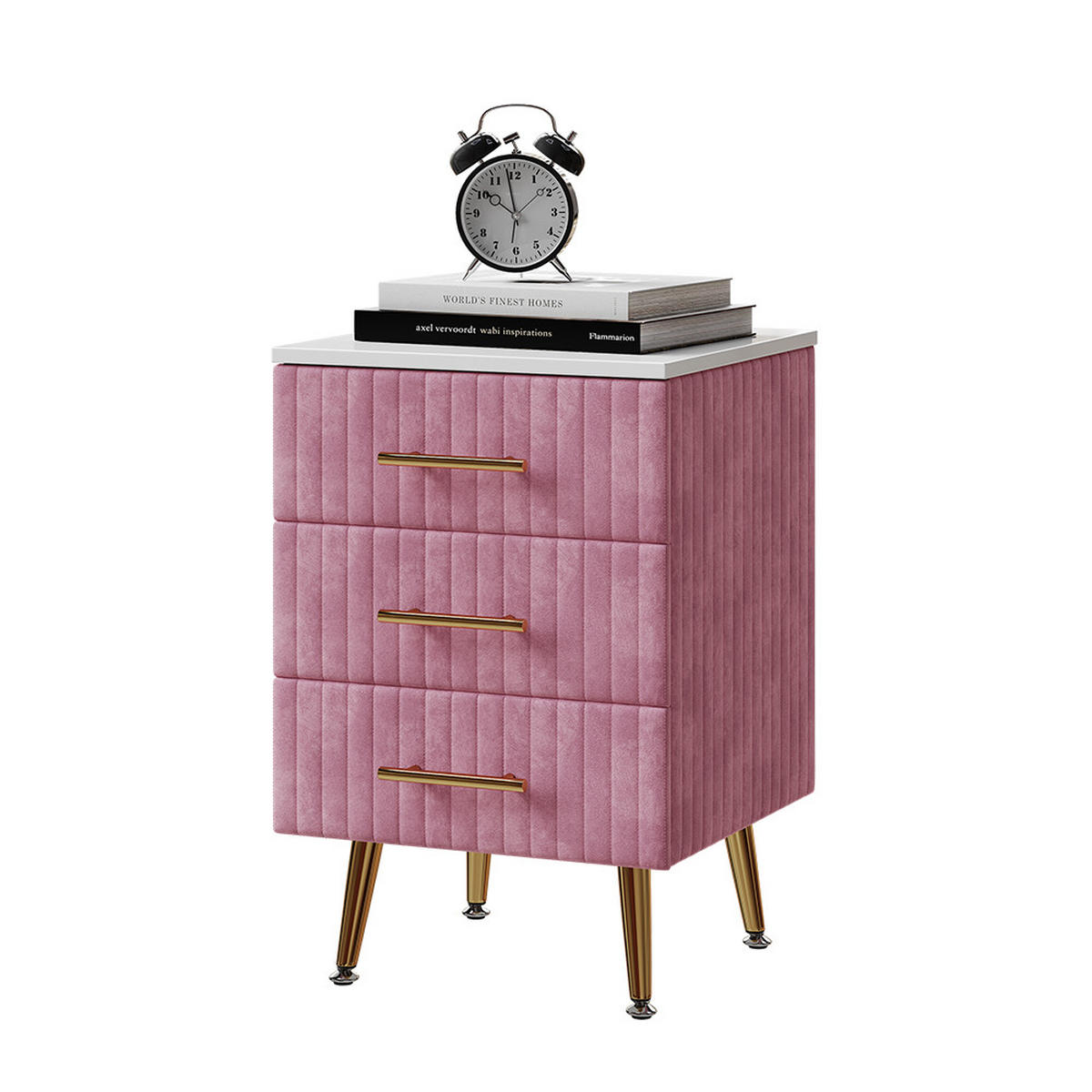 NACHTTISCH Velia Rosa 41 x 62 cm mit 3 Schubladen - Pink, Holzwerkstoff (41/62/40.5cm) - Vicco