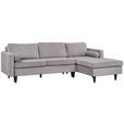 ECKSOFA in Cord Grau  - Eichefarben/Grau, MODERN, Holz/Textil (261/178cm) - Carryhome