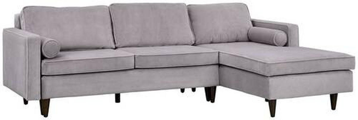 ECKSOFA Grau Cord  - Eichefarben/Grau, MODERN, Holz/Textil (261/178cm) - Livetastic
