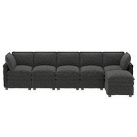 ECKSOFA DE-33261 XXL modular U-/L-Form mit Hocker Grau - Grau, Holzwerkstoff (344/127cm) - ComfortXL