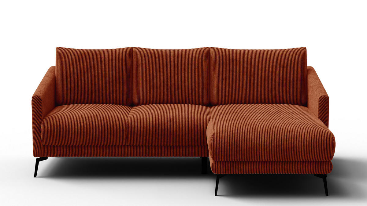 ECKSOFA VILT 3-Sitzer, orange - Schwarz/Orange, Holzwerkstoff/Textil (221/156cm) - Courtois Laville