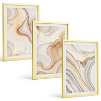 BILDER SET 3er Set - 40x60 cm Goldrahmen - Lineare abstrakte Motive - Goldfarben, Kunststoff (40/60cm) - TULUP