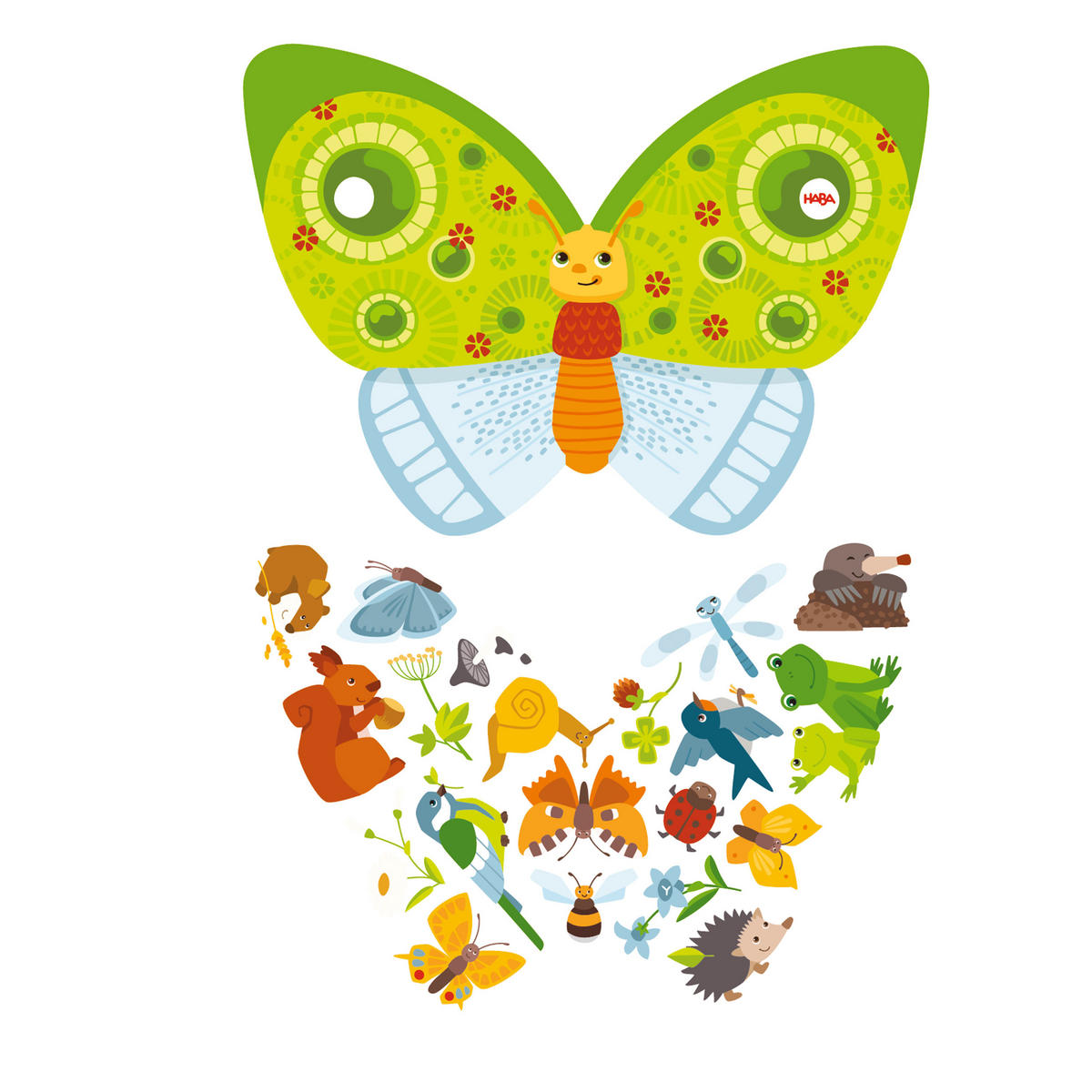 HOLZPUZZLE 2in1 Schmetterling, ab 4 Jahre - Multicolor, Naturmaterialien (15.5/5/23.5cm) - Haba