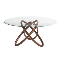 ESSTISCH Rund Glas Walnuss Ø150/75 cm - Transparent/Walnussfarben, Holz (150/150/75cm) - ANGEL CERDA
