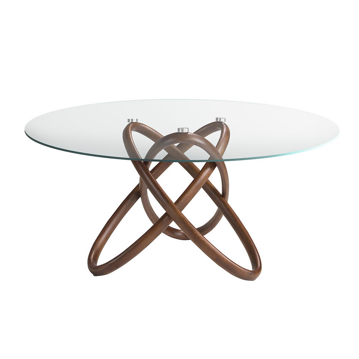 ESSTISCH Rund Glas Walnuss Ø150/75 cm - Transparent/Walnussfarben, Holz (150/150/75cm) - ANGEL CERDA
