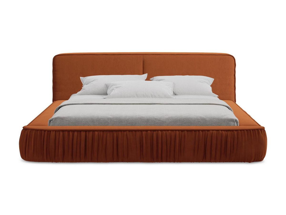 POLSTERBETT mit Bettkasten und Lattenrost 178x238 Orange - Terra cotta/Schwarz, Kunststoff/Textil (140/200cm) - Makamii