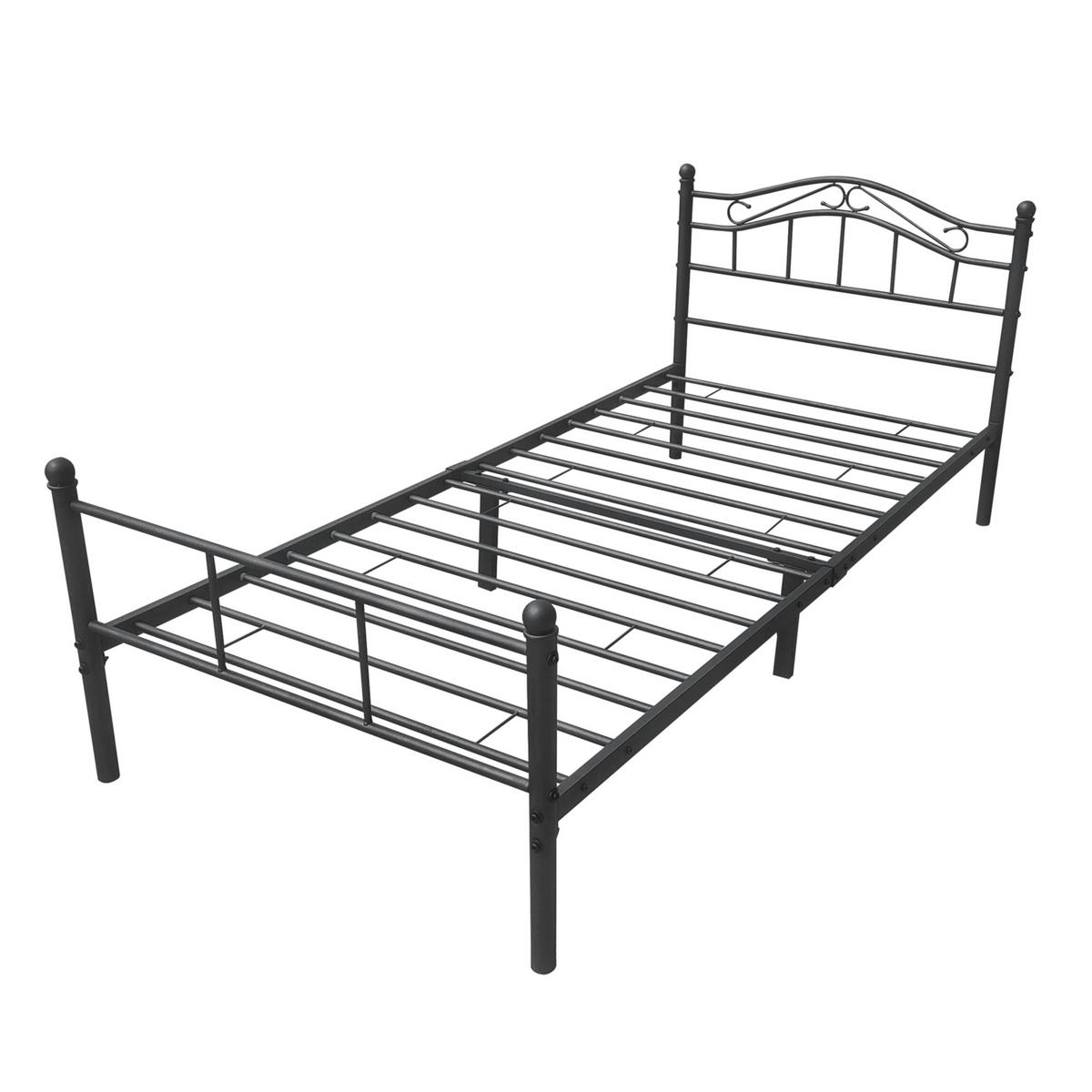 METALLBETT Florenz - Schwarz, Metall (90/200cm) - [en.casa]