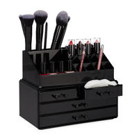 MAKEUP Organizer - Schwarz, Kunststoff (24/19/13.5cm) - Relaxdays